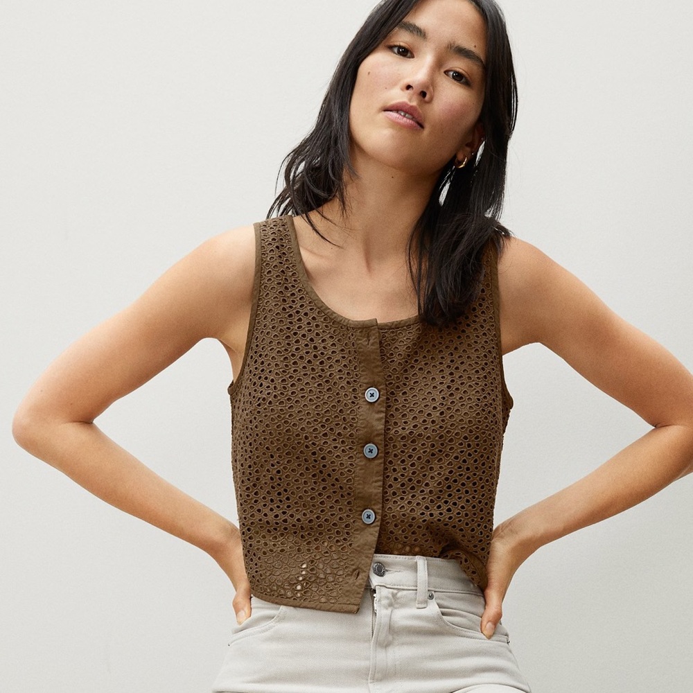 Everlane Eyelet Tank - Brown